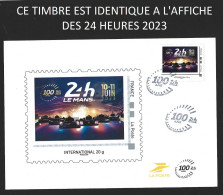 CENTENAIRE DES 24 DEURES DU MANS 1 ER JOUR 26/05/2023 SARTHE 72 TIMBRE IDENTIQUE A L'AFFICHE - 2020-…