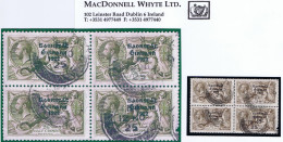 Ireland 1925 Dublin Narrow Date Saorstat 3-line Ovpt In Black On 2s6d Brown Used Block Of 4 LIMERICK, Faulty - Used Stamps