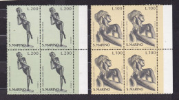1974 San Marino Saint Marin EUROPA CEPT EUROPE 4 Serie Di 2 Valori In Quartina MNH** Scultura, Sculpture Block 4 - 1974
