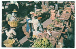 TRINIDAD & TOBAGO - GREETINGS - MARKET SCENE SCARBOROUGH, TOBAGO / THEMATIC STAMP-FLAG - Trinidad