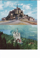 2 Cartes De Site Touristiques Européens éditer Par "PA AMERICAN WORLD AIRWAYS" France Mont-St-Michel Et Château En All - Sonstige & Ohne Zuordnung