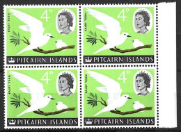 PITCAIRN Is....QUEEN ELIZABETH II...(1952-22..)......" 1964.."..FAIRY TERN, BIRD.....4d X BLOCK OF 4.....SG40.....MNH... - Seagulls