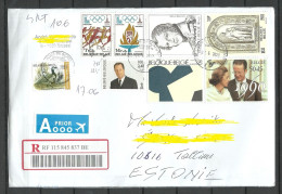 BELGIUM Belgique 2023 Registered Air Mail Letter To Estonia With Many Nice Stamps - Lettres & Documents