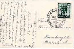 58456 - Deutsches Reich - 1938 - 6Pfg Anschluss EF A AnsKte SoStpl BREMEN - "SCHLUESSEL ZUR WELT" ... -> Hamburg - Lettres & Documents