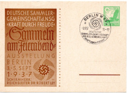 58478 - Deutsches Reich - 1937 - 5Pfg GAKte "KdF-Ausstellung" SoStpl BERLIN - ... KRAFT DURCH FREUDE - Briefmarkenausstellungen