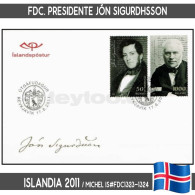 B0886# Islandia 2011. FDC Presidente Jón Sigurdhsson (N) MI#1323-1324 - FDC