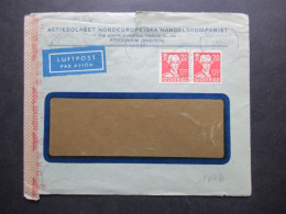Schweden 1942 Luftpost Zensurbeleg / OKW Zensur / Verschlussstreifen Umschlag Nordeuropapeiska Stockholm - Storia Postale