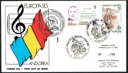 EUROPA FDC SERVICE . TIRAGE LIMITE Nr:136. DU CONSEIL DE L'EUROPE STRASBOURG .ANDORRE LA VIEILLE .3.5.1985. - Storia Postale