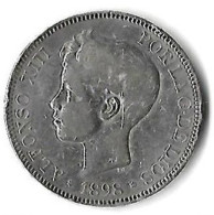ESPAGNE  5 Pesetas ALPONSE XIII  1898 *98*  SG-V,  TB - Provincial Currencies