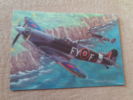 BELLE ILUSTRATION F. BERGESE ..."SERIE CHASSEURS 2E GUERRE MONDIALE ..SUPERMARINE SPITFIRE" (re) - 1939-1945: 2ème Guerre