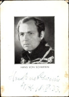 CPA Politiker Hans Von Schwerin, Portrait, Autogramm - Personnages