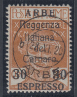 ITALIA - ARBE - Sassone Exp. N.1 - Cat. 275 Euro - Timbrino Di Garanzia Al Retro Used - Arbe & Veglia