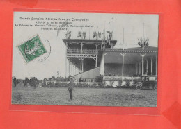 AVION REIMS 1909 Plaine De BETHENY Cpa Animée La Pelouse Des Grandes Tribunes - Meetings