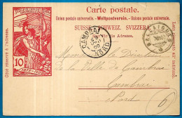 1900 CPA Suisse Jubilé De L'Union Postale Universelle 1875-1900 Postée à BALLAIGUES VD Vaud Vers 59 Cambrai Nord France - Ballaigues