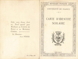 CARTE D'IDENTITE SCOLAIRE 1935 NICE - Cartes De Visite