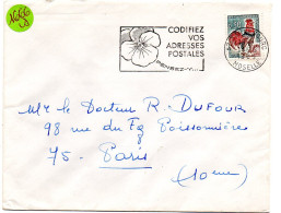 MOSELLE - Dépt N° 57 = SARREBOURG 1966 = FLAMME Codée  = SECAP Multiple ' PENSEZ + CODIFIEZ' = Pensée N° 1 - Codice Postale