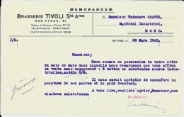 ANVERS  -  Brasserie -Brouwerij  Tivoli  1941 - Lebensmittel