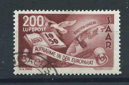 Saar PA N°13 Obl (FU) 1950 - Admission Au Conseil De L'Europe - Airmail