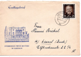 67117 - DDR - 1954 - 24Pfg Fritz Reuter EF A Bf LEIPZIG -> Westdeutschland - Lettres & Documents