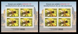 DJIBOUTI 2023 SPECIMEN SHEET 4V (REG & OVERPRINT) BEES BEE ABEILLES ABEILLE INSECTS - PANDEMIC COVID-19 CORONAVIRUS MNH - Abeilles