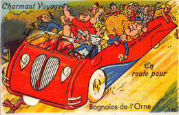 61-BAGNOLES-DE-L'ORNE- CARTE A SYSTEME DEPLIANTE CHARMANT VOYAGE EN ROUTE POUR  BAGNOLE DE L'ORNE - Bagnoles De L'Orne