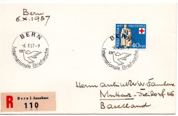 67121 - Schweiz - 1957 - 40Rp Pro Patria '57 EF A R-Bf SoStpl BERN - INTERNATIONALE BRIEFWOCHE -> MUTTENZ - Briefe U. Dokumente