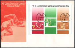 AUSTRALIA BRISBANE 1982 - XII COMMONWEALTH GAMES - SHEET - WRESTLING POSTMARK - G - Ringen