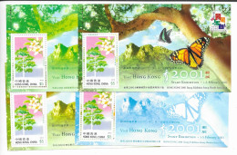 Hong Kong The 4 Butterfly Sheets Mnh ** 2001 - Blocks & Sheetlets