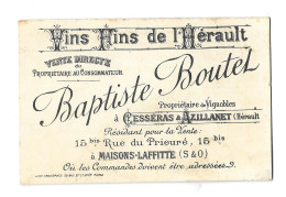 Carte De Visite, Vins Fins De L'Hérault. Baptiste Boutel à Cesséras & Azillanet (A16p8) - Cartes De Visite