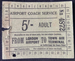 AIRPORT COACH SERVICE ,LONDON AIRPORT-TOWN AIR TERMINAL,  ,TICKET - Tickets