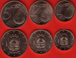 Latvia Set Of 3 Coins: 1 - 2 - 5 Euro Cents 2014 UNC - Latvia