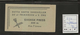 1945 MNH Sweden Booklet Facit H73 Postfris** - 1904-50