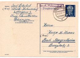 67135 - DDR - 1953 - 12Pfg Pieck GAKte Landpoststpl STRUTH-HELMERSDORF -> SCHMALKALDEN -> Westdeutschland - Briefe U. Dokumente