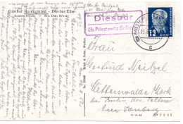 67136 - DDR - 1952 - 12Pfg Pieck EF A AnsKte Landpoststpl DIESBAR -> PRIESTEWITZ -> Mittweida - Cartas & Documentos