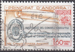 Andorre Français 1982 Michel 321 O Cote (2008) 1.00 € Europa CEPT Création Du Gouvernement Andorran - Oblitérés