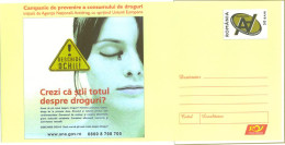 718  Campagne Antidrogues: PAP 2005 - Antidrug Campaign "Open Your Eyes". Stationery Cover From Romania. Drug Drogue - Droga