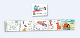 Argentina 2022 Pediatric Hospital Garrahan Children Drawings Complete MNH Strip In Booklet - Unused Stamps