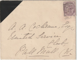 Great Britain - Unusual 1901 Cover With Black Mourning Triangle -  Victoria Penny Lilac To United Services Club - Covers & Documents