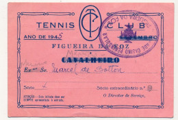 ESPAGNE - 2 Cartes Tennis Club Figueira Da Foz Et Sporting Club Oeiras - 1945 - Autres & Non Classés