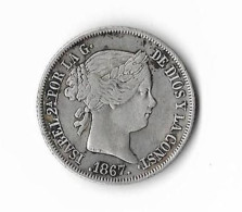 ESPAGNE ISABEL II  40 Centimos De Escudo  1867 TTB - Münzen Der Provinzen