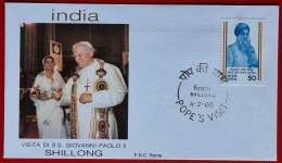 INDIA 1986 SHILLONG VISIT POPE JOHN PAUL II VISITA PAPA GIOVANNI PAOLO II - Covers & Documents