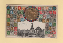 Timbres - Souvenir De La France - Paris - Place De La Republique - Carte Gauffree - Timbres (représentations)