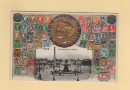 Timbres - Souvenir De La France - Paris - Place Dela Concorde - Carte Gauffree - Briefmarken (Abbildungen)
