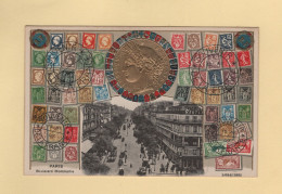 Timbres - Souvenir De La France - Paris - Boulevard Montmartre - Carte Gauffree - Briefmarken (Abbildungen)