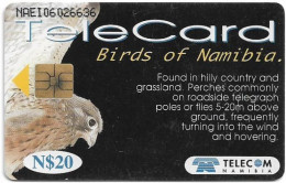 Namibia - Telecom Namibia - Birds Of Namibia, Rock Kestrel - 20$, 1999, Used - Namibie