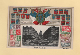 Timbres - Souvenir De La France - Paris - Rue Soufflot - Carte Gauffree - Briefmarken (Abbildungen)