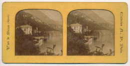 Photographie Ancienne Vue Stéréoscopique à Système Colorisée Vue De Suisse Lac à Identifier Collection A.P. Paris - Stereoscoop