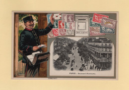 Timbres - Facteur - Paris - Boulevard Montmartre - Carte Gauffree - Stamps (pictures)