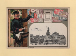 Timbres - Facteur - Paris - Place De La Republique - Carte Gauffree - Briefmarken (Abbildungen)