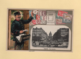 Timbres - Facteur - Paris - Rue Soufflot - Carte Gauffree - Francobolli (rappresentazioni)